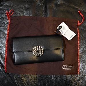 NWT Black Coach envelope wallet